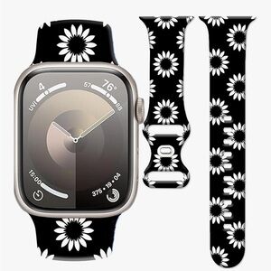 Black and White Floral Watch Band